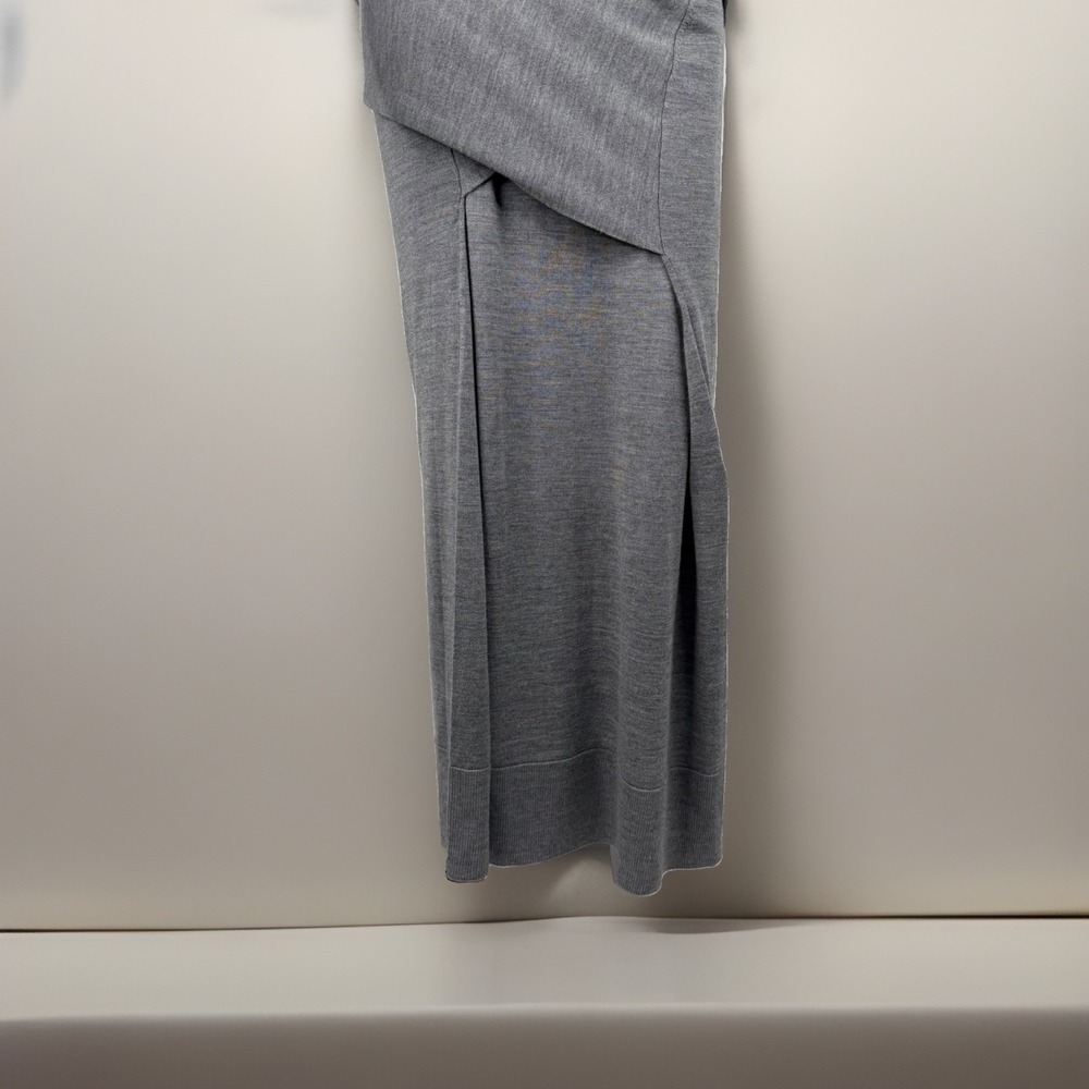 Toteme Turtle Neck Draped Grey Wool-Silk Knit Maxi Dress Sleeveless stretchy L - Picture 13 of 16